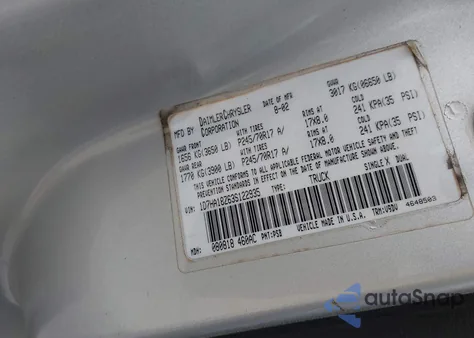 2003 Dodge Ram 1500 Slt/Laramie/St from USA, damaged, VIN 1D7HA18Z63S122935